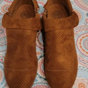 Natural Brown Vegan Suede Booties